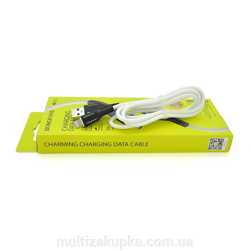 Кабель Borofone BX63, Lighting-USB, 2.4A, довжина 1м, White, BOX від компанії Mультізакупка - фото 1