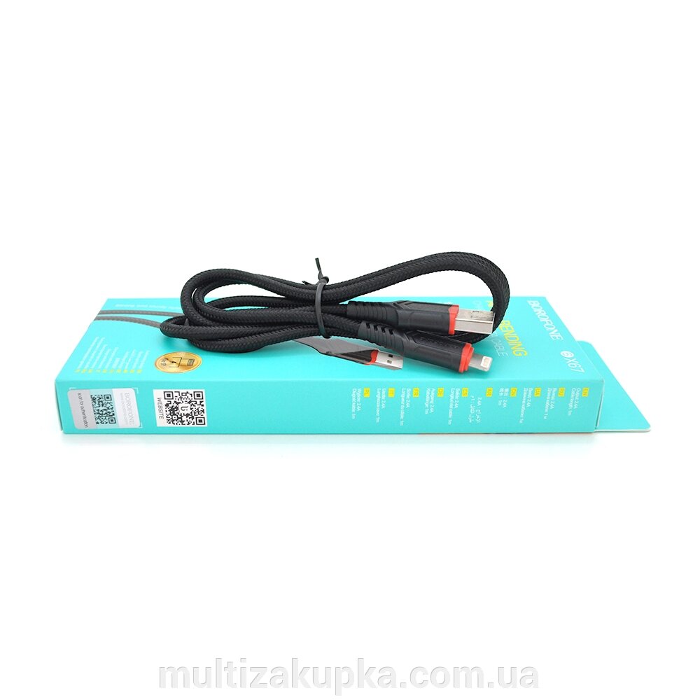 Кабель Borofone BX67, Lighting-USB, 2.4A, Black, довжина 1м, BOX від компанії Mультізакупка - фото 1