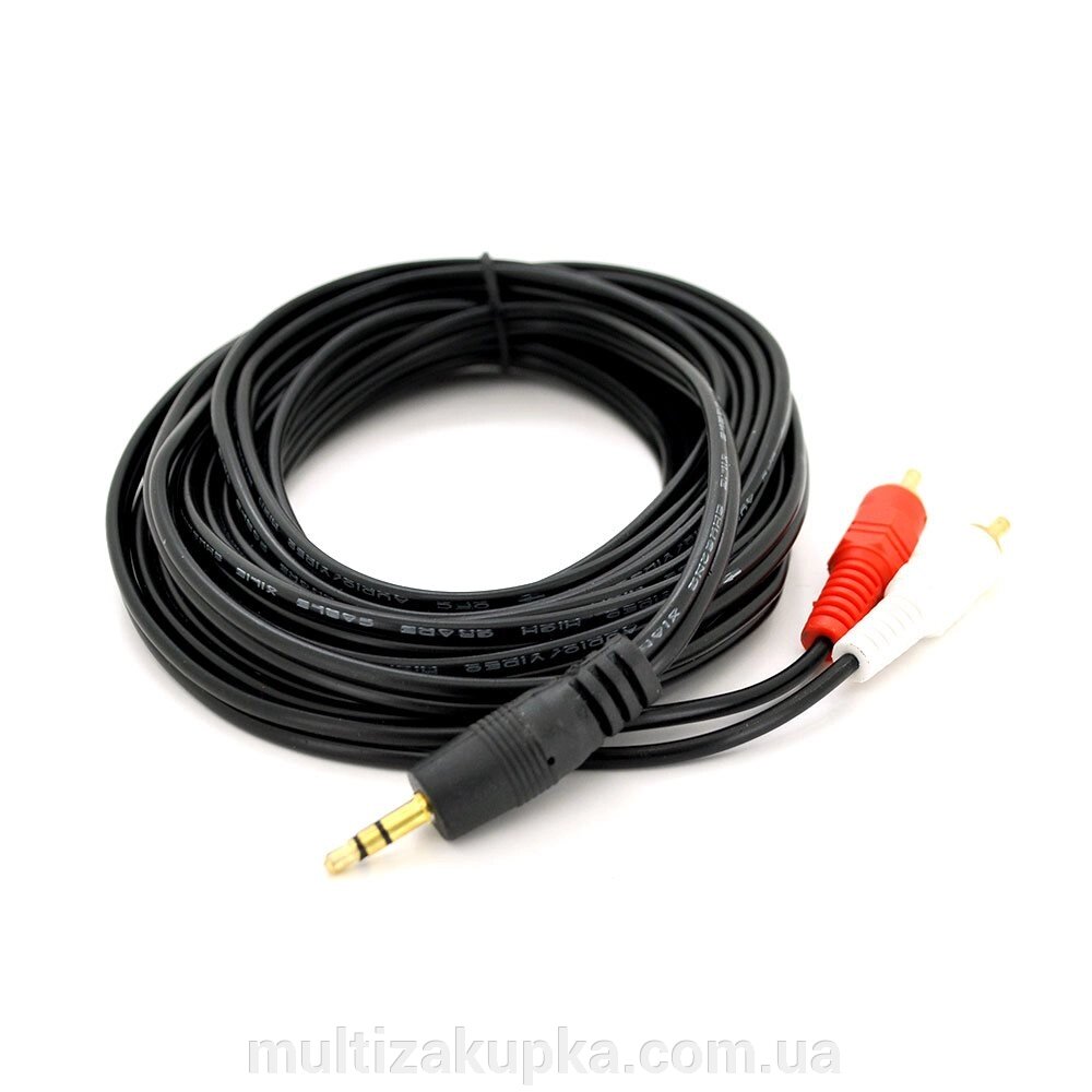 Кабель DC3.5 (тато) => 2хRCA (тато), GOLD Jack, CU, Stereo, круглий, Black, 1,5 м, (Пакет) Q500 від компанії Mультізакупка - фото 1