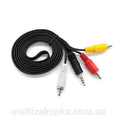 Кабель DC3.5 (тато) => 3хRCA (тато), GOLD Jack, довжина Jack 18мм, CU, круглий, Black, 1,5 м, (Пакет) Q500 від компанії Mультізакупка - фото 1