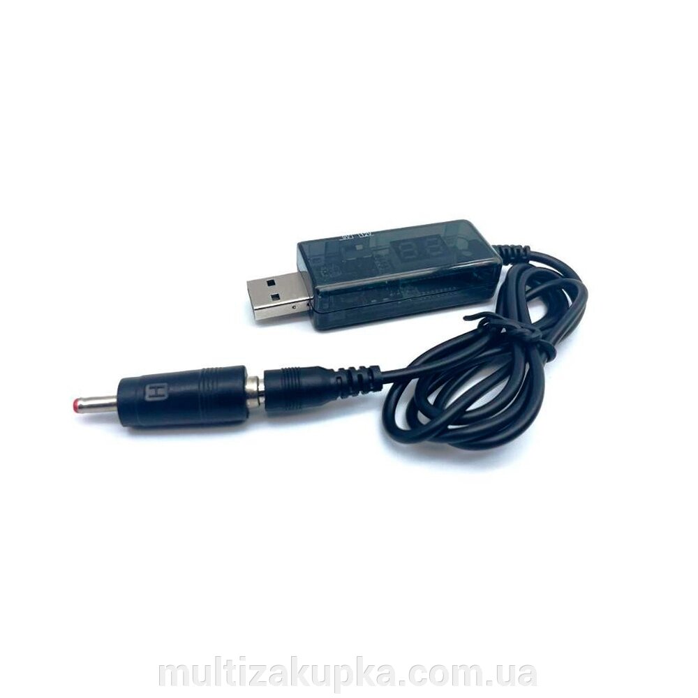 Кабель для роутера 5.5/2.5mm (M)=> USB2.0 ( Out: 12V / 9V ) + перехідник, 1м, Black, OEM від компанії Mультізакупка - фото 1