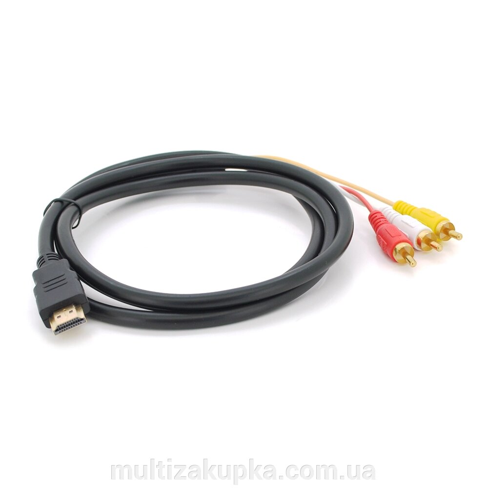 Кабель HDMI (тато)-3RCA (тато), 1.5m, 2 ферити, обплетення, Black/Red, пакет від компанії Mультізакупка - фото 1