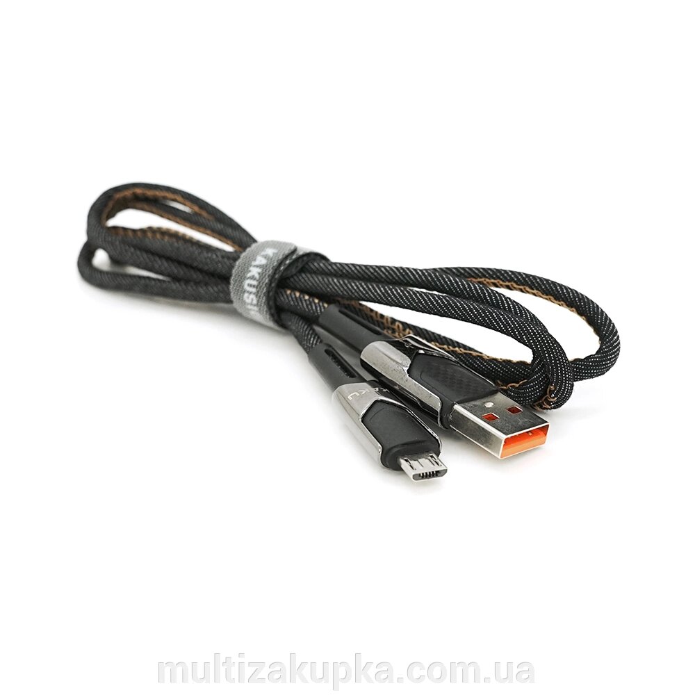 Кабель iKAKU KSC-192 GEDIAO zinc alloy charging data cable series for micro, Black, довжина 1,2м, 3,2А, BOX від компанії Mультізакупка - фото 1