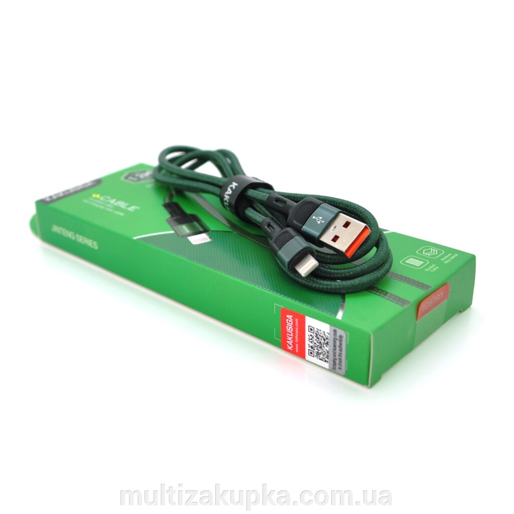 Кабель iKAKU KSC-458 JINTENG aluminum alloy fast charging data cable for iphone, Green, довжина 1.2м, BOX від компанії Mультізакупка - фото 1