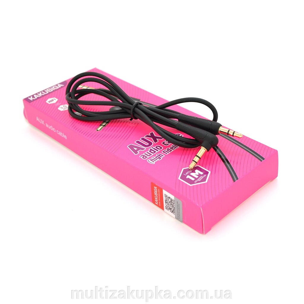 Кабель  iKAKU KSC-521 MEILE AUX Audio DC3.5 тато-тато 1.0м, GOLD Stereo Jack, (круглий) Black cable, Box від компанії Mультізакупка - фото 1