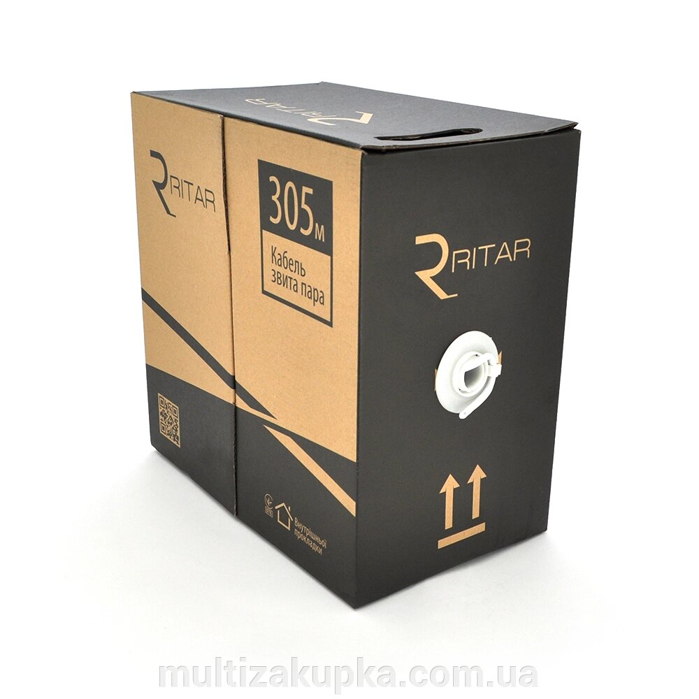 Кабель КНП UTP-cat. 6 (4 * 2 * 0.56), Ritar, (CU), для зовн. робіт, 305м, Black, Corton BOX, Q2 від компанії Mультізакупка - фото 1