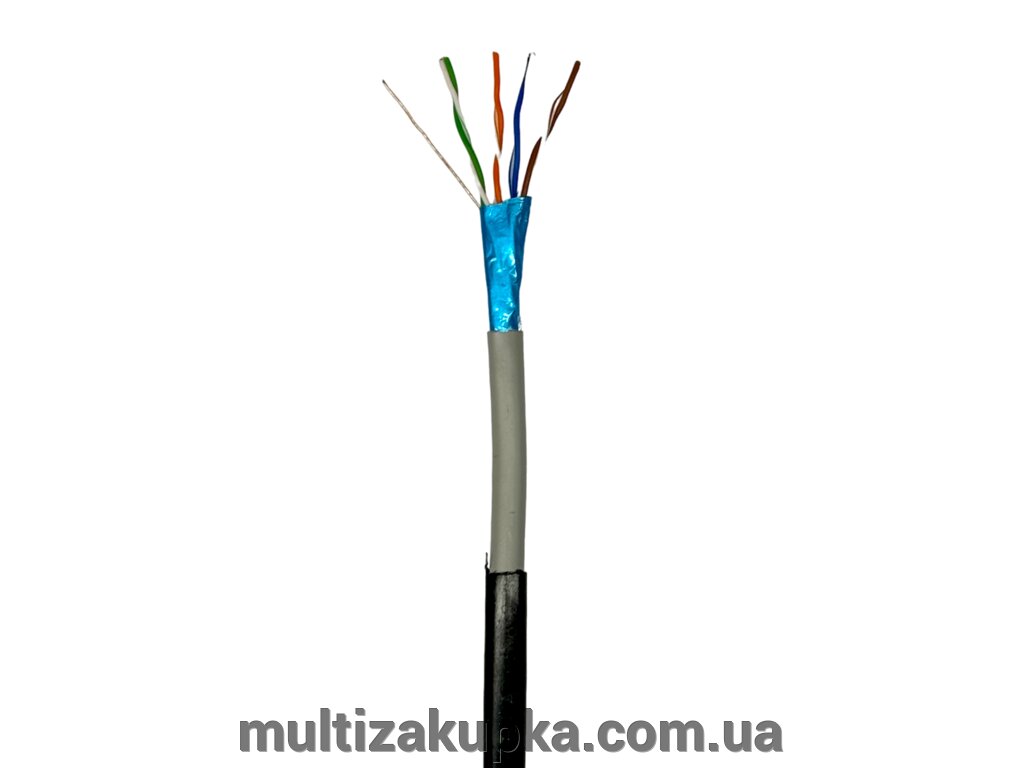 Кабель кручена пара GEAR FTP 4x2x0,51 Cat5E, CCA, PVC+PE, для зовнішніх робіт, чорний, 305m від компанії Mультізакупка - фото 1