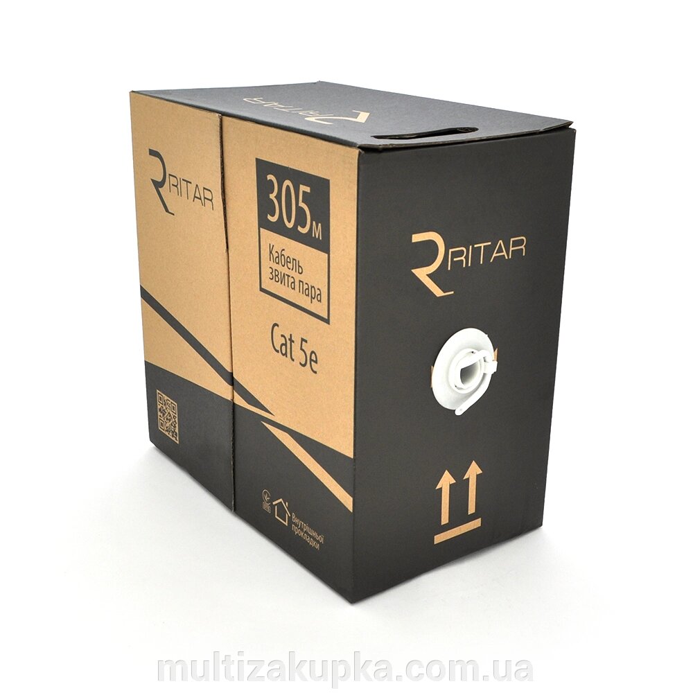 Кабель КВП UTP 4p 24 AWG, Ritar, (CCA), для внутр. робіт, 305м, White, Corton BOX (350x350x420), Q2 від компанії Mультізакупка - фото 1