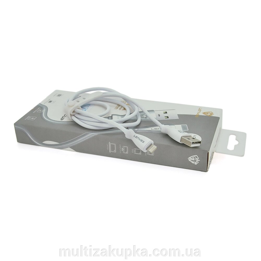 Кабель Lenyes LC901, USB-Lighting, 2.4A, White, довжина 1м, BOX від компанії Mультізакупка - фото 1