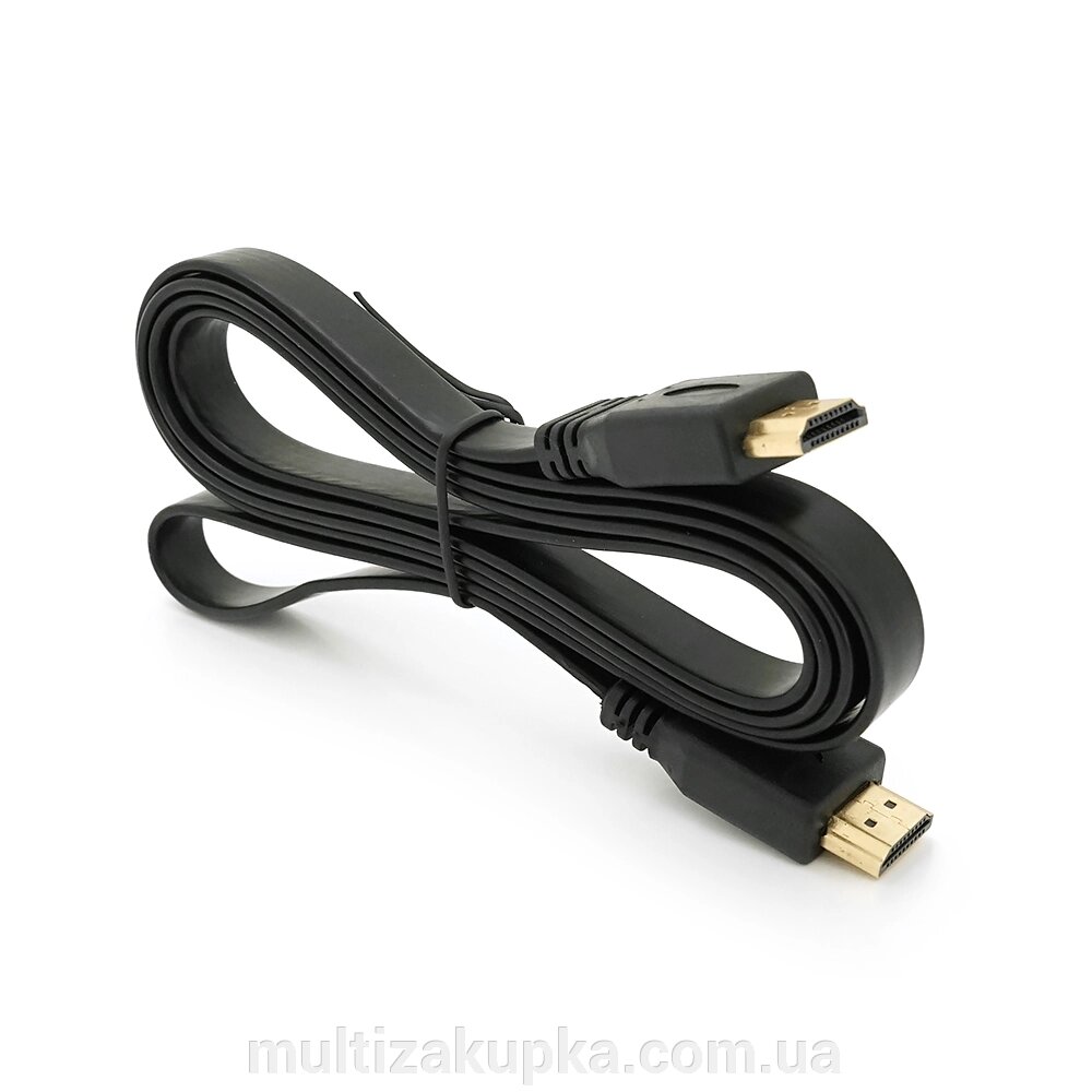 Кабель Merlion HDMI-HDMI 1.5m, v1.4, плоский Black, ( Пакет ), Q150 від компанії Mультізакупка - фото 1