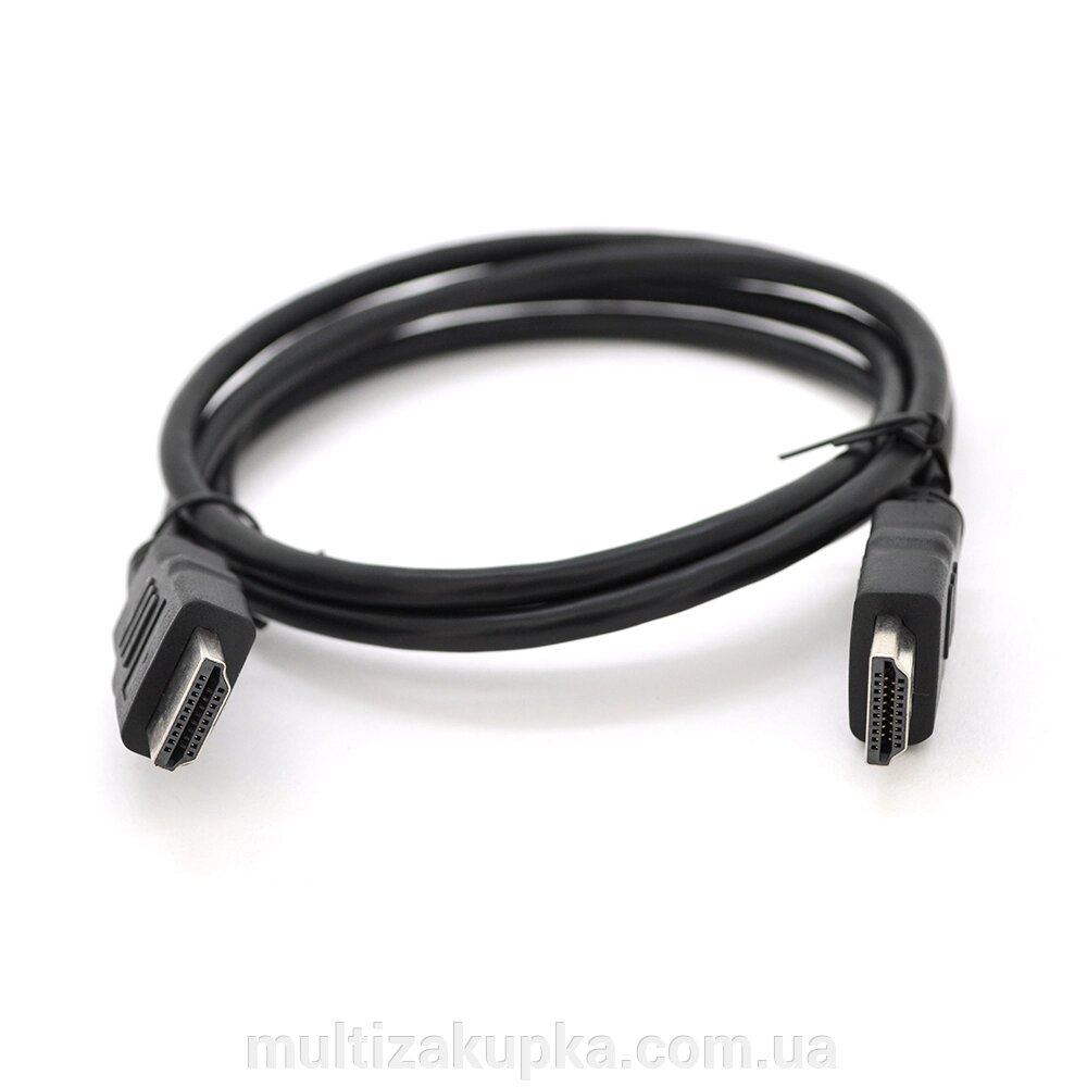 Кабель Merlion HDMI-HDMI HIGH SPEED 1.2m, v1.4, OD-7.5mm, круглий Black, коннектор Black, (Пакет) Q250 від компанії Mультізакупка - фото 1