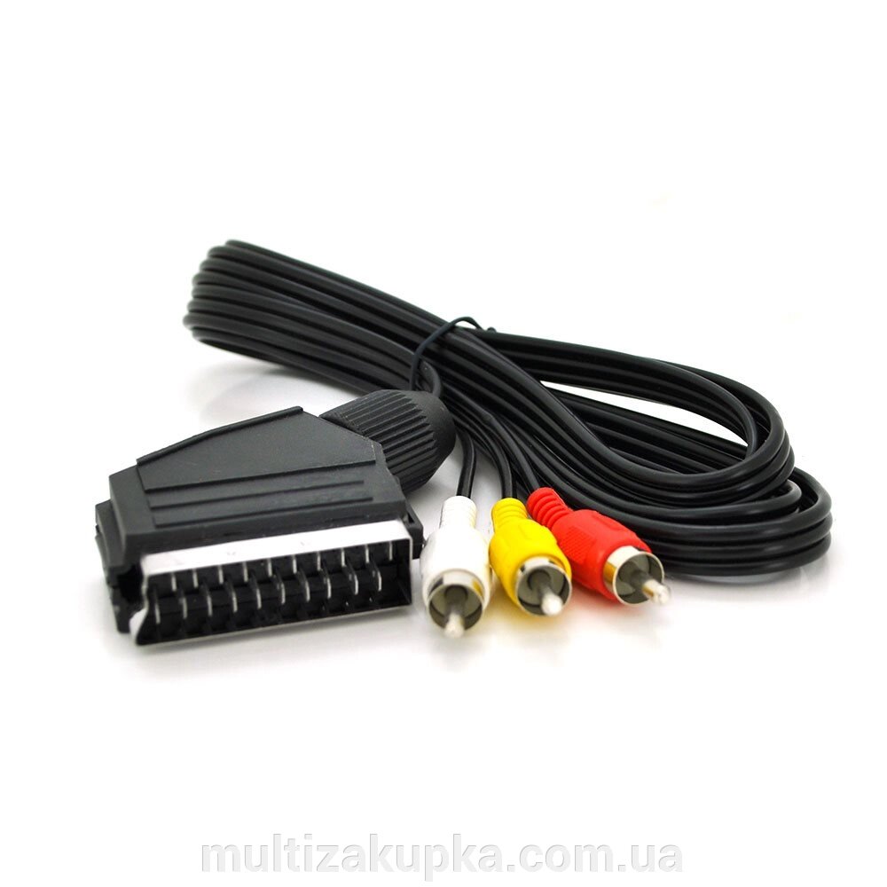 Кабель Merlion  SCART (тато) -3RCA (тато), 1,2m, Q200 від компанії Mультізакупка - фото 1