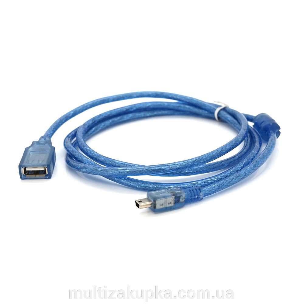 Кабель USB 2.0 AF / Mini-B OTG, 1.5m, прозорий синій від компанії Mультізакупка - фото 1