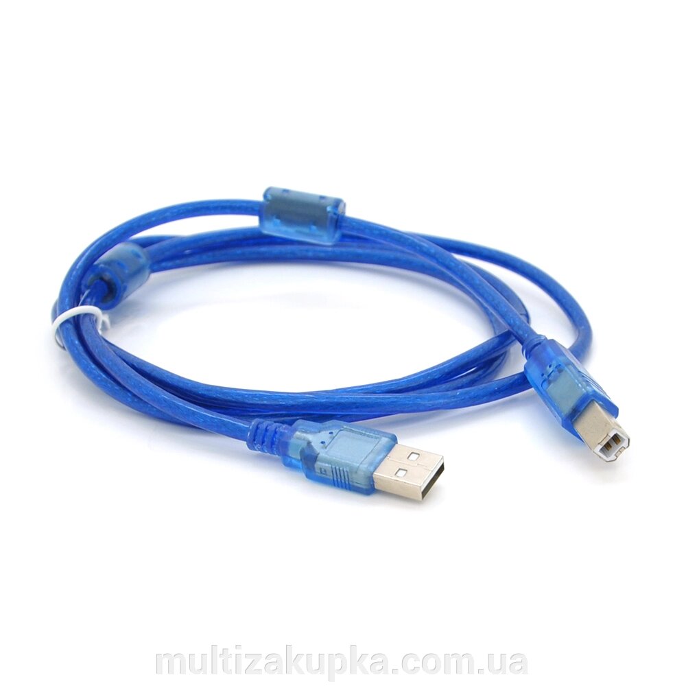 Кабель USB 2.0 AM / BM, 1.5m, 2 ферита, прозорий від компанії Mультізакупка - фото 1