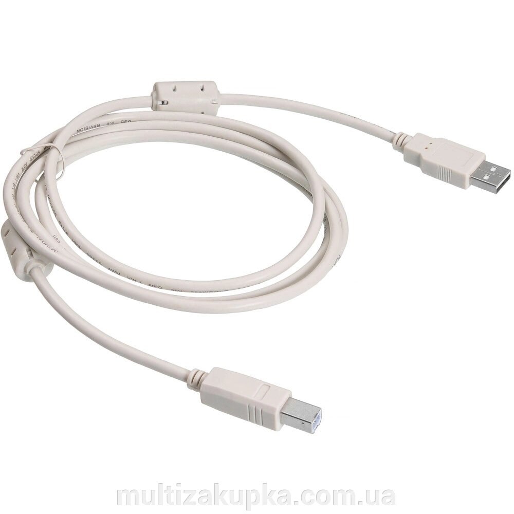 Кабель USB 2.0 AM/BM  1 ferite, пакет, довжина 1,8 м., білий від компанії Mультізакупка - фото 1