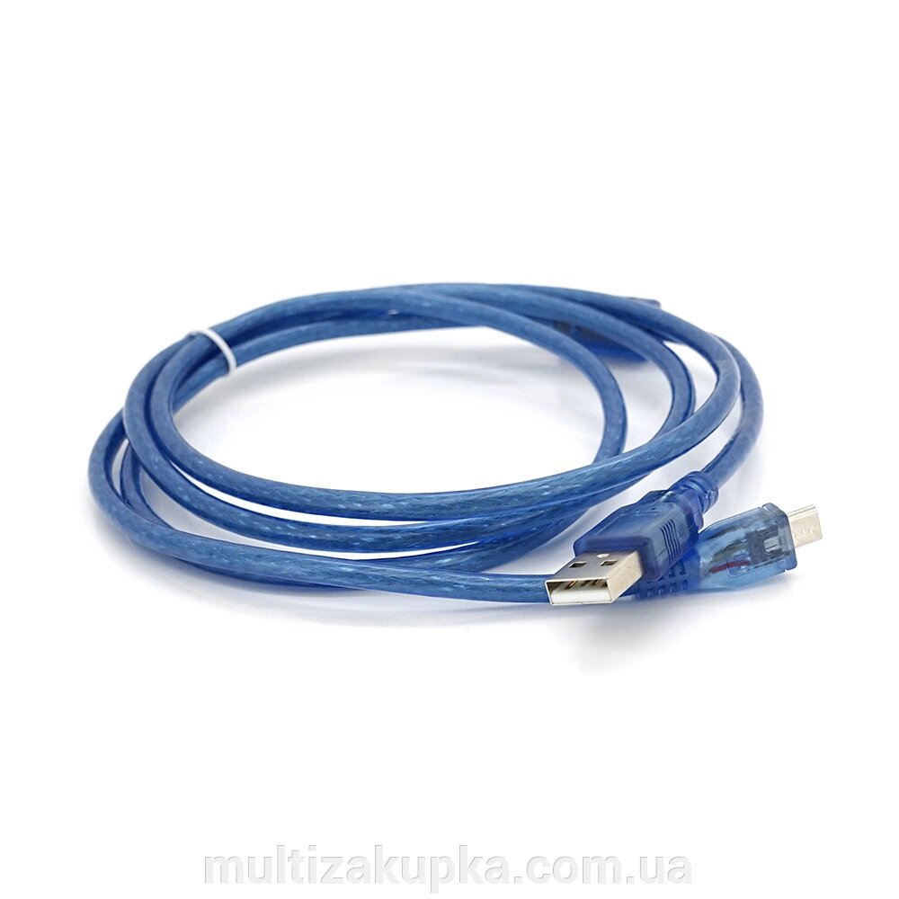 Кабель USB 2.0 (AM / Місго 5 pin) 1,5м, прозорий синій, Пакет від компанії Mультізакупка - фото 1