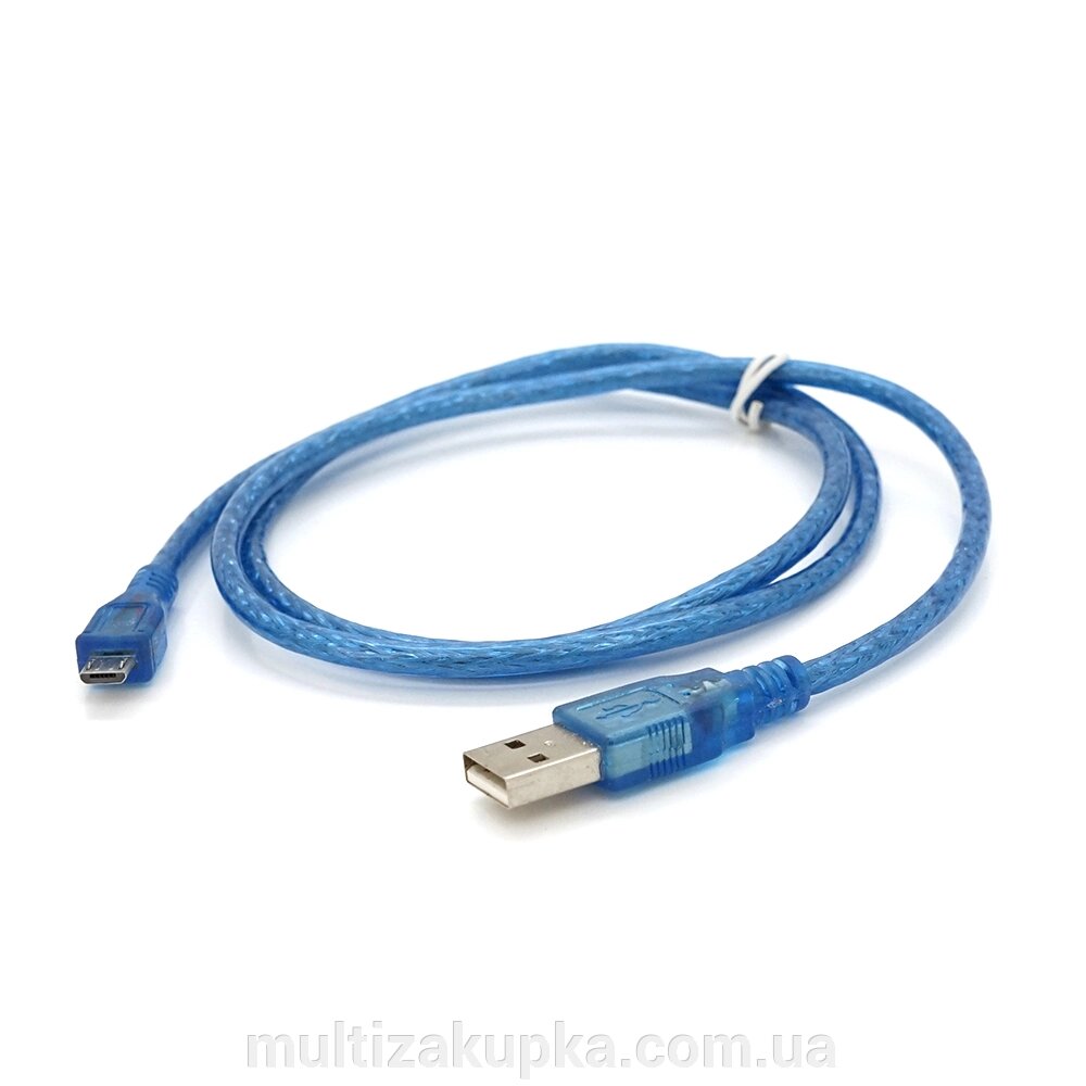 Кабель USB 2.0 (AM / Місго 5 pin) 1м, прозорий синій, Пакет, Q250 від компанії Mультізакупка - фото 1