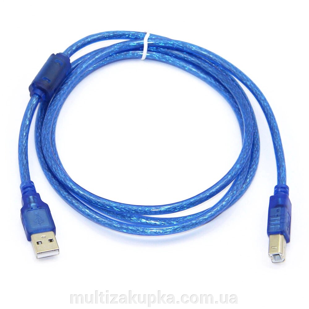 Кабель USB 2.0 RITAR AM / BM, 1.5m, 1 ферит, прозорий синій Q250 від компанії Mультізакупка - фото 1