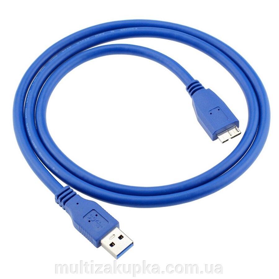 Кабель Usb 3.0 AM to Micro-B Blue 0.5m для жорстких дисків від компанії Mультізакупка - фото 1