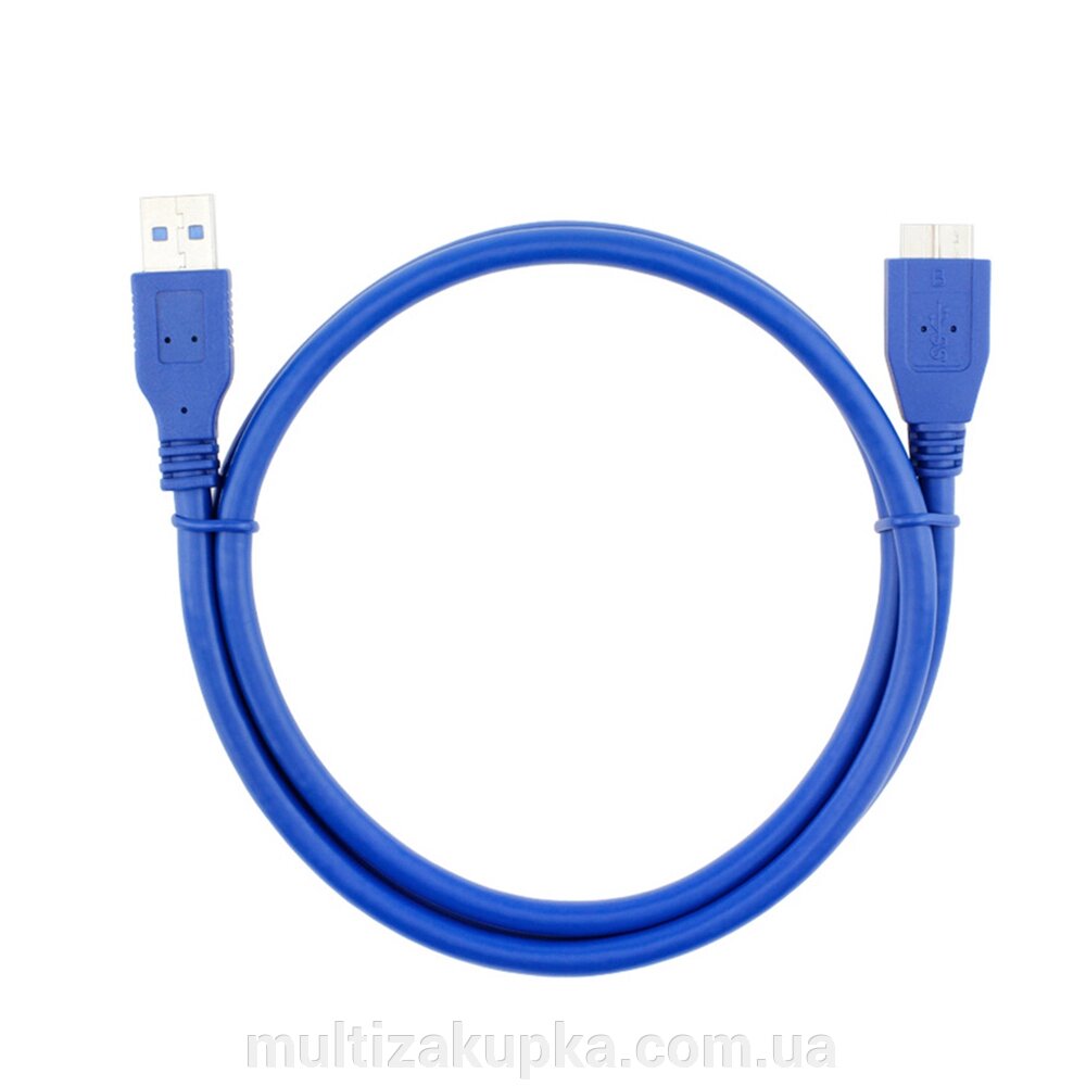 Кабель Usb 3.0 AM to Micro-B blue 1.0m для жорстких дисків від компанії Mультізакупка - фото 1