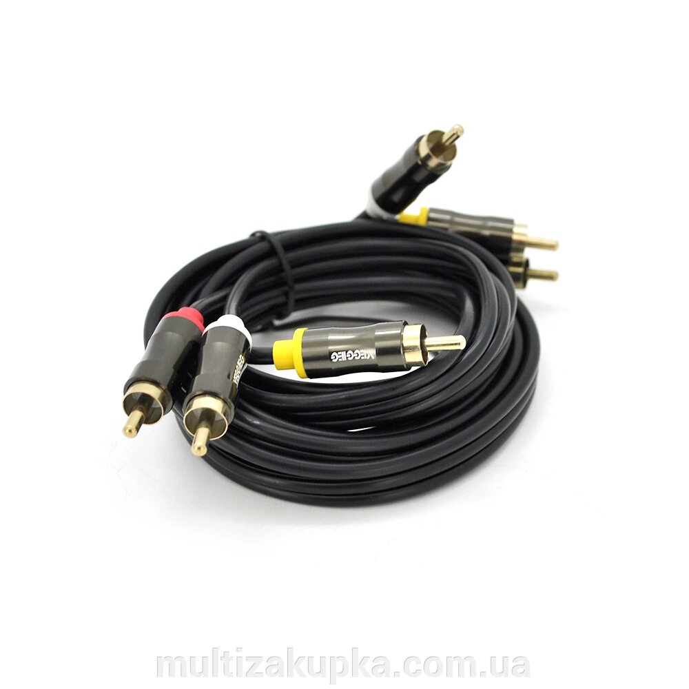 Кабель VEGGIEG AV301 Audio-Video 3хRCA (тато) => 3хRCA (тато), GOLD connector,  круглий, Black, 1,5 м, Пакет від компанії Mультізакупка - фото 1