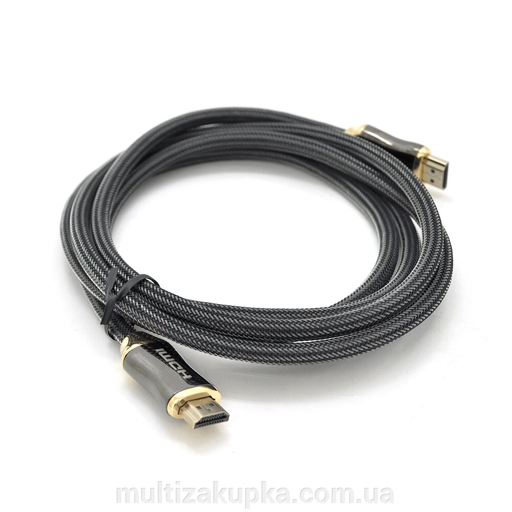 Кабель VEGGIEG HA-1.5 HDMI-HDMI 4K UHD, 1.5m, v2,0, OD-4.0mm, круглий, Black, коннектор Black-Metal, Пакет від компанії Mультізакупка - фото 1