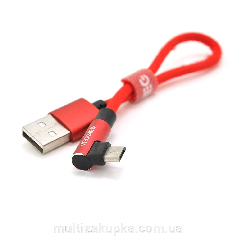 Кабель VEGGIEG UA-20R, Micro-USB, 2.4A, Black, Red, довжина 0,2 м, BOX від компанії Mультізакупка - фото 1