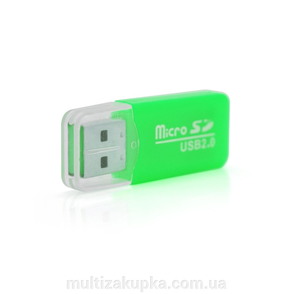 Кардрідер універсальний MERLION CRD-1GR TF / Micro SD, USB2.0, Green, OEM Q1500 від компанії Mультізакупка - фото 1