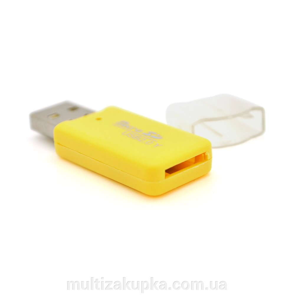 Кардридер універсальний MERLION CRD-1VL TF/Micro SD, USB2.0, Yellow, OEM Q100 від компанії Mультізакупка - фото 1