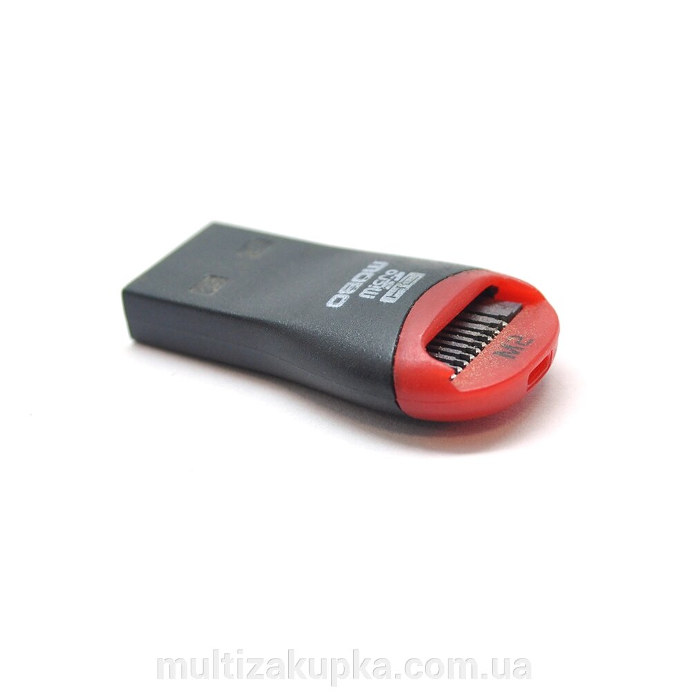 Кардрідер зовнішній USB 2.0, формат MicroSD, пластик, Black/Red, (Техпакет) від компанії Mультізакупка - фото 1