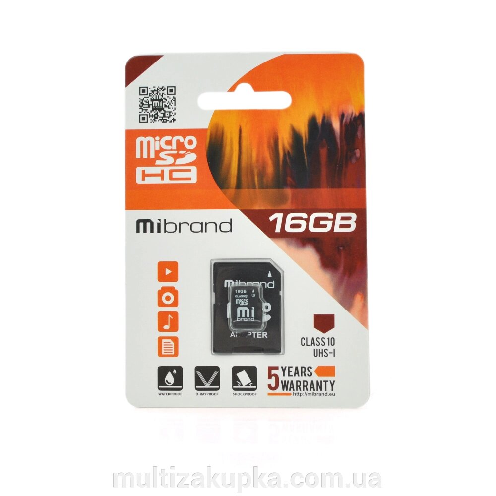 Карта пам'яті Mibrand microSDHC Class 10 UHS-I, 16GB від компанії Mультізакупка - фото 1