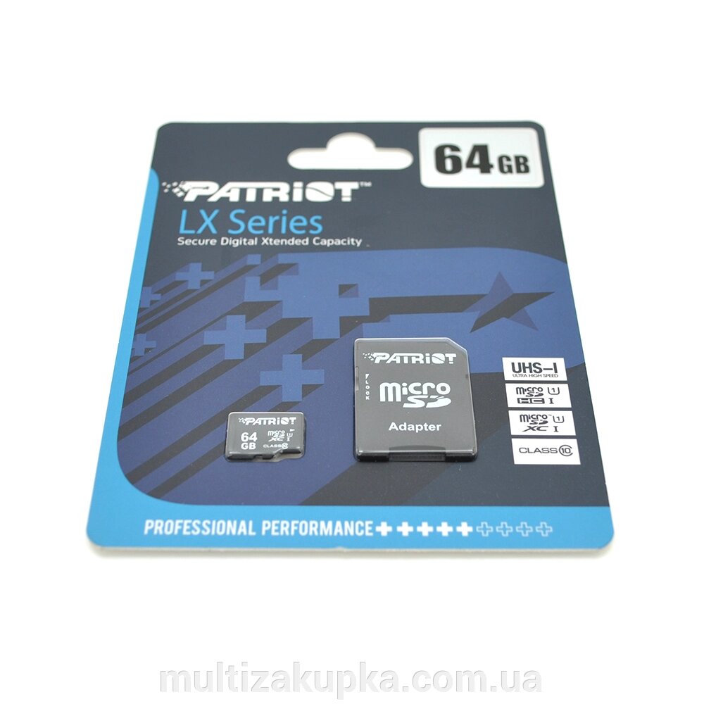 Карта пам'яті Patriot LX microSDHC Class 10 UHS-I, 64GB від компанії Mультізакупка - фото 1