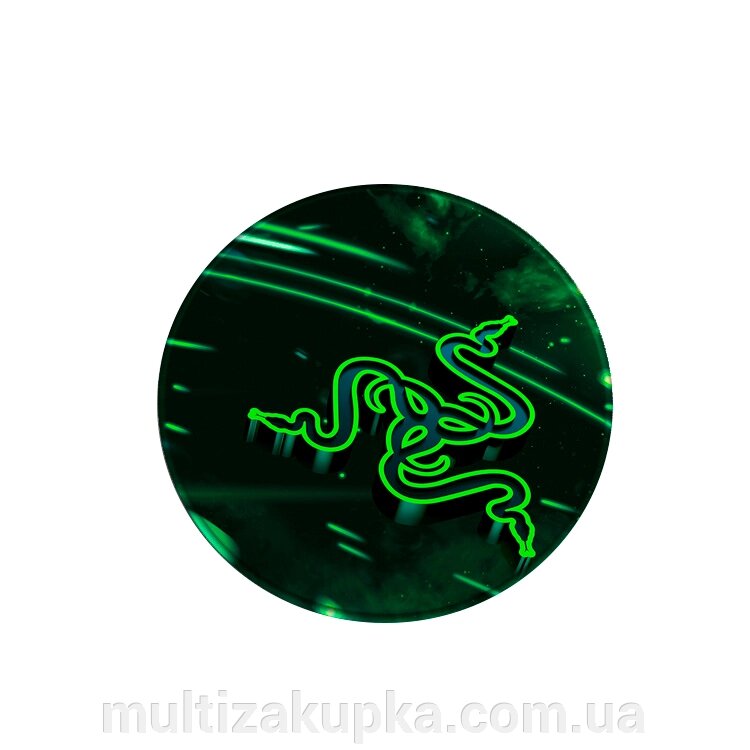 Килимок 200*200 мм тканинний RAZER 8 з боковою прошивкою (круглий), товщина 3 мм, колір Black/Green, Пакет від компанії Mультізакупка - фото 1