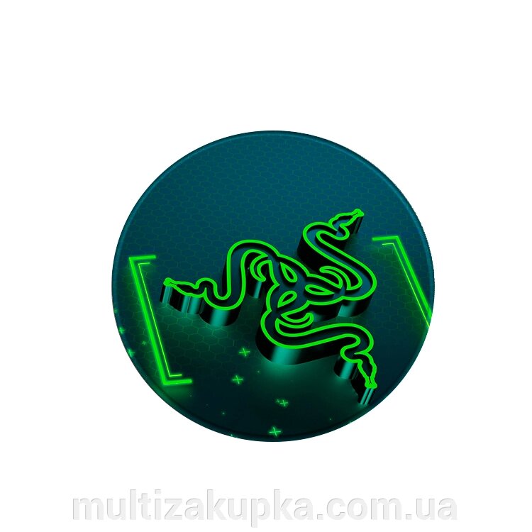 Килимок 200*200 мм тканинний RAZER 9 з боковою прошивкою (круглий), товщина 3 мм, колір Black/Green, Пакет від компанії Mультізакупка - фото 1