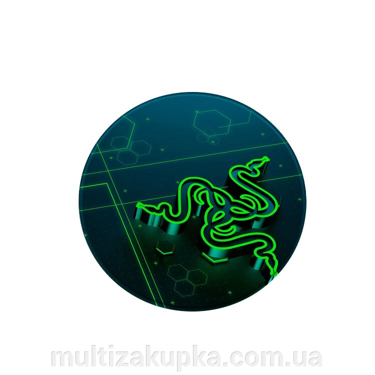 Килимок 220*220 мм тканинний RAZER 10 з боковою прошивкою (круглий), товщина 3 мм, колір Black/Green, Пакет від компанії Mультізакупка - фото 1