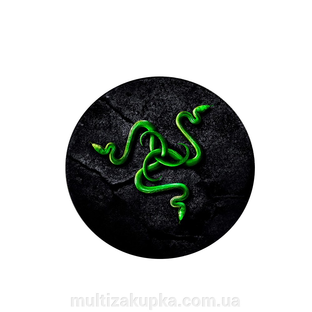 Килимок 220*220 мм тканинний RAZER 11 з боковою прошивкою (круглий), товщина 3 мм, колір Black/Green, Пакет від компанії Mультізакупка - фото 1