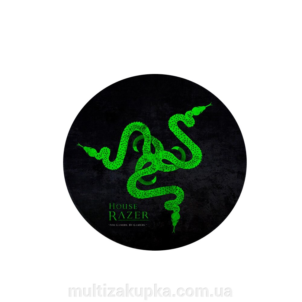 Килимок 220*220 мм тканинний RAZER 12 з боковою прошивкою (круглий), товщина 3 мм, колір Black/Green, Пакет від компанії Mультізакупка - фото 1