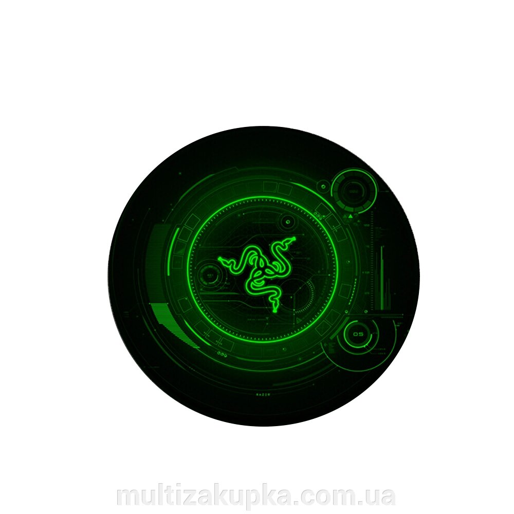 Килимок 220*220 мм тканинний RAZER 14 з боковою прошивкою (круглий), товщина 3 мм, колір Black/Green, Пакет від компанії Mультізакупка - фото 1