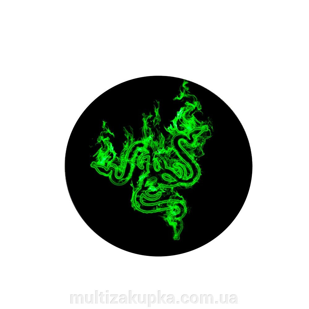 Килимок 220*220 мм тканинний RAZER 17 з боковою прошивкою (круглий), товщина 3 мм, колір Black/Green, Пакет від компанії Mультізакупка - фото 1