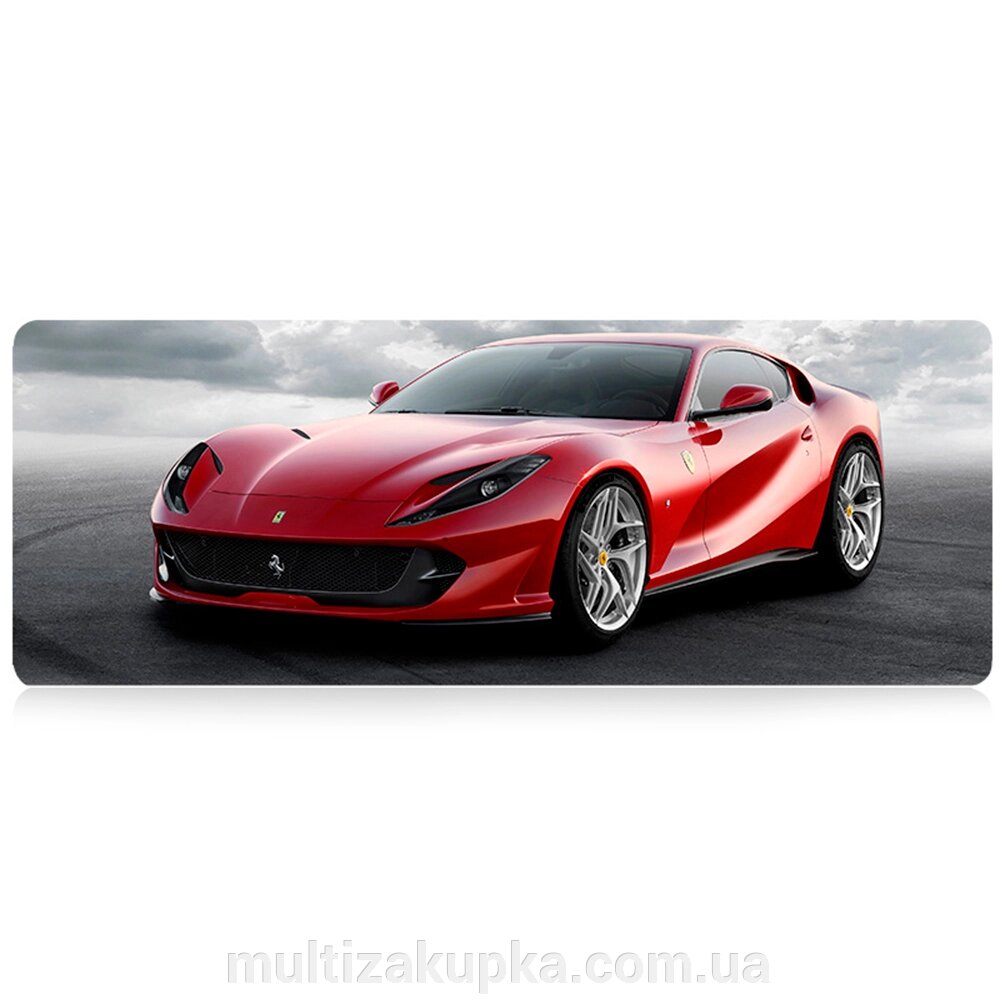 Килимок 300*700 тканинний Ferrari 812 superfast з бічною прошивкою, товщина 2 мм, Red, Пакет від компанії Mультізакупка - фото 1