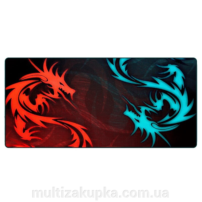 Килимок 300*700 тканинний Red and Blue Dragons з бічною прошивкою, товщина 2 мм, Black, Пакет від компанії Mультізакупка - фото 1