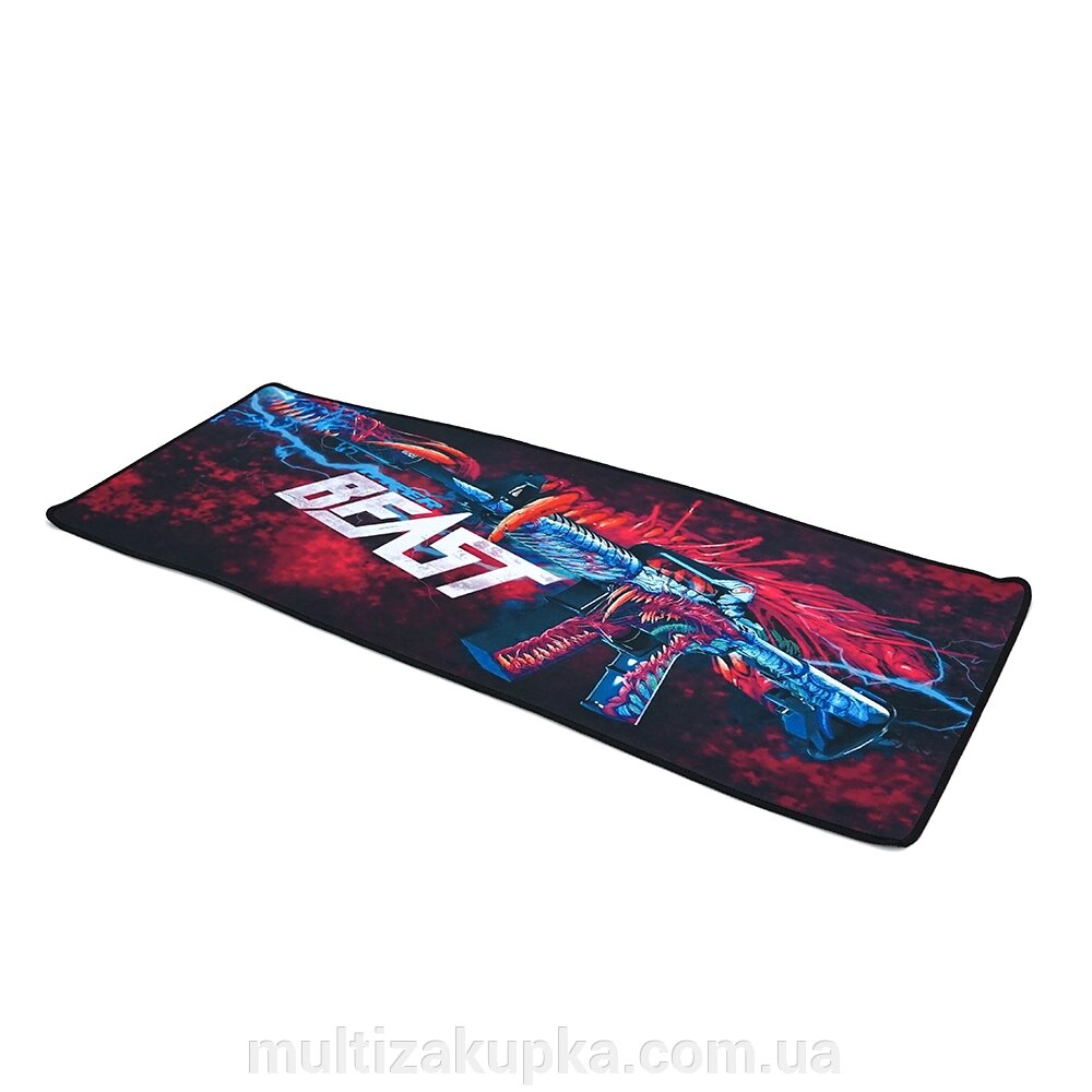 Килимок 300*800 тканинний CS M16 з боковою прошивкою, товщина 3 мм, колір Black/Red, Пакет від компанії Mультізакупка - фото 1