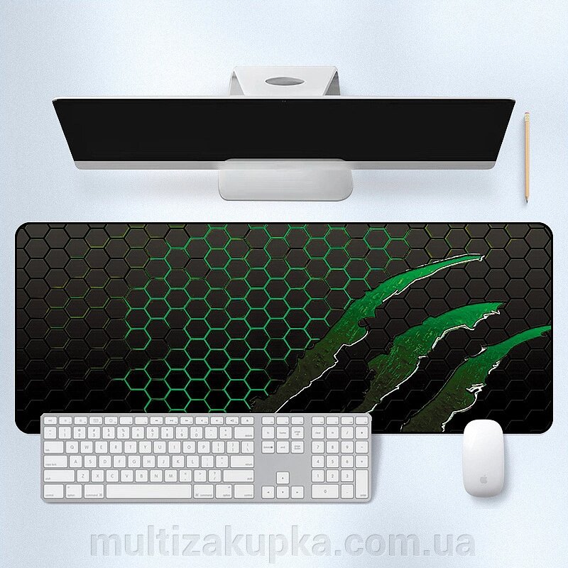 Килимок 300*800 тканинний Honeycomb з боковою прошивкою, товщина 2 мм, колір Black/Green, Пакет від компанії Mультізакупка - фото 1