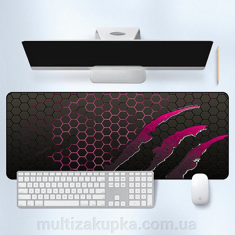 Килимок 300*800 тканинний Honeycomb з боковою прошивкою, товщина 2 мм, колір Black/Pink, Пакет від компанії Mультізакупка - фото 1