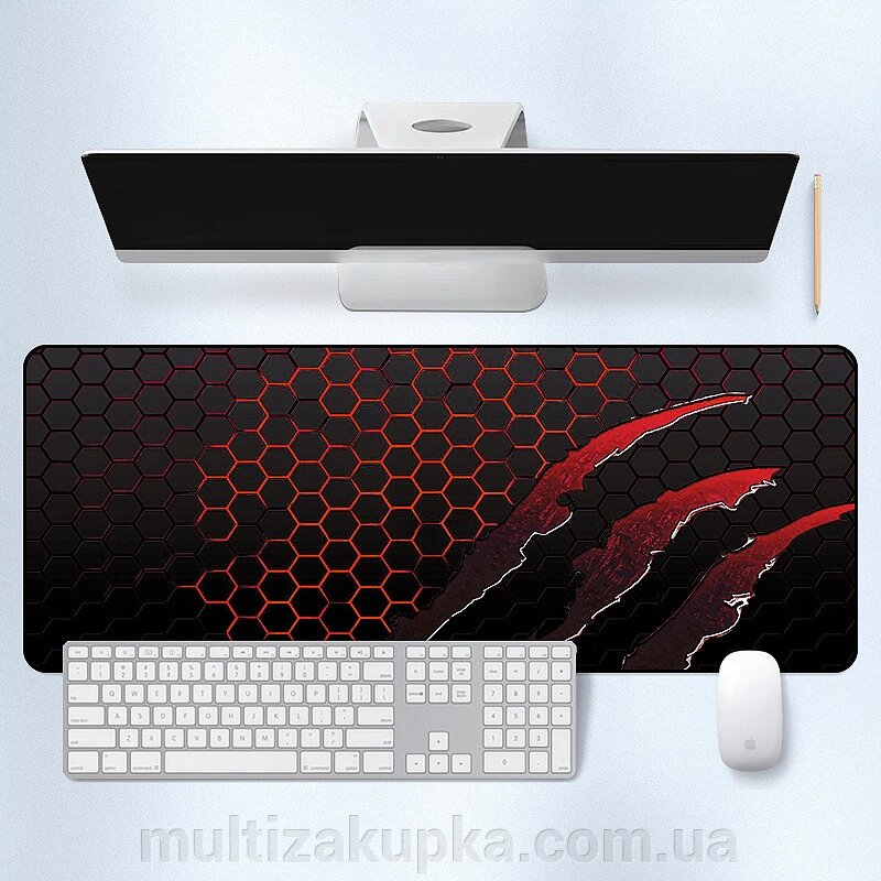 Килимок 300*800 тканинний Honeycomb з боковою прошивкою, товщина 2 мм, колір Black/Red, Пакет від компанії Mультізакупка - фото 1