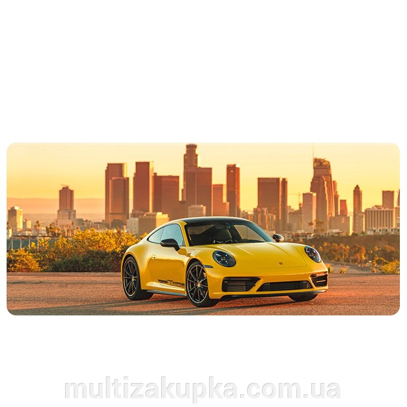 Кілімок 300*800 тканинний Porsche 911 з боковою прошивкою, товщина 3 мм, Yellow, Пакет від компанії Mультізакупка - фото 1