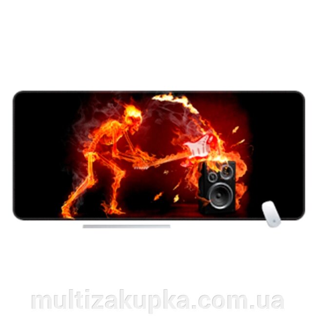 Килимок 400*800 тканинний "Fire musician" з боковою прошивкою, товщина 3 мм, колір Black-red, Пакет від компанії Mультізакупка - фото 1