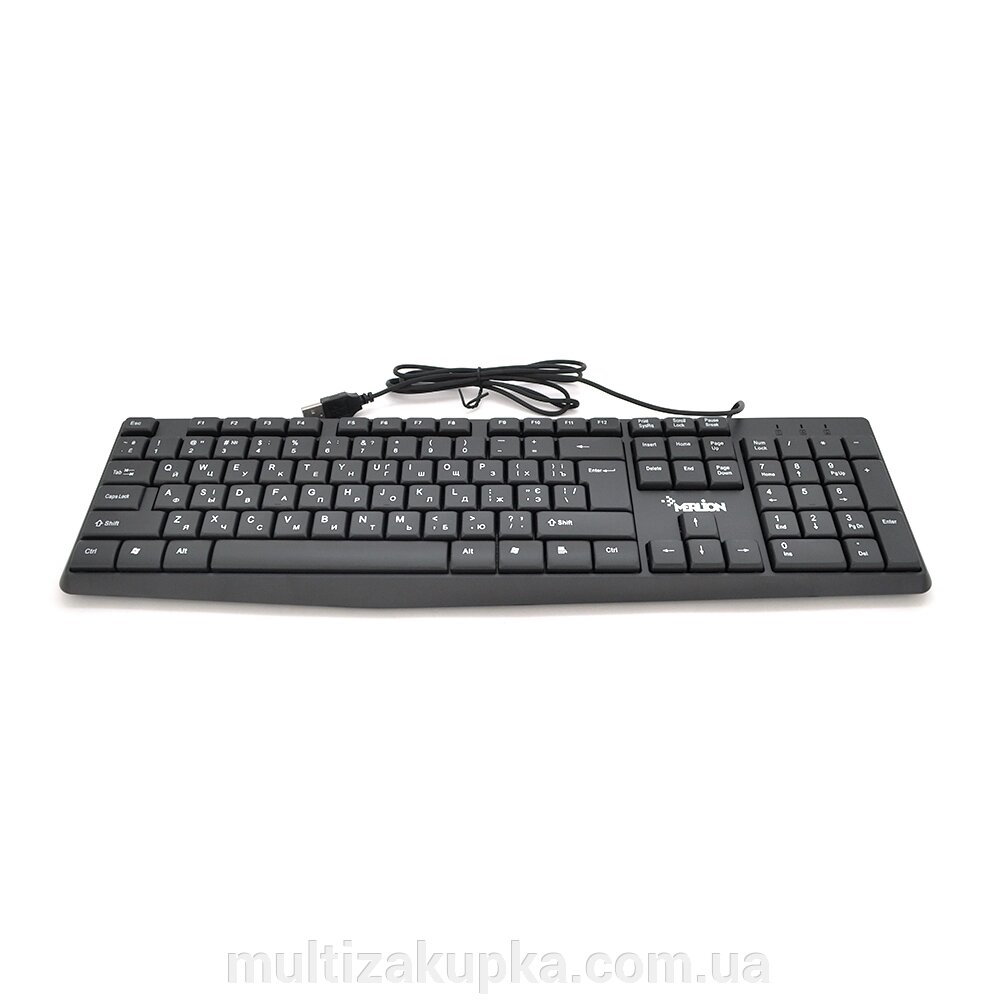 Клавіатура USB Merlion KB-ALFA, довжина кабелю 135см, ( Eng / Укр / Рус ), ( 460х158х33 мм ) Black, 104к, Q20 від компанії Mультізакупка - фото 1