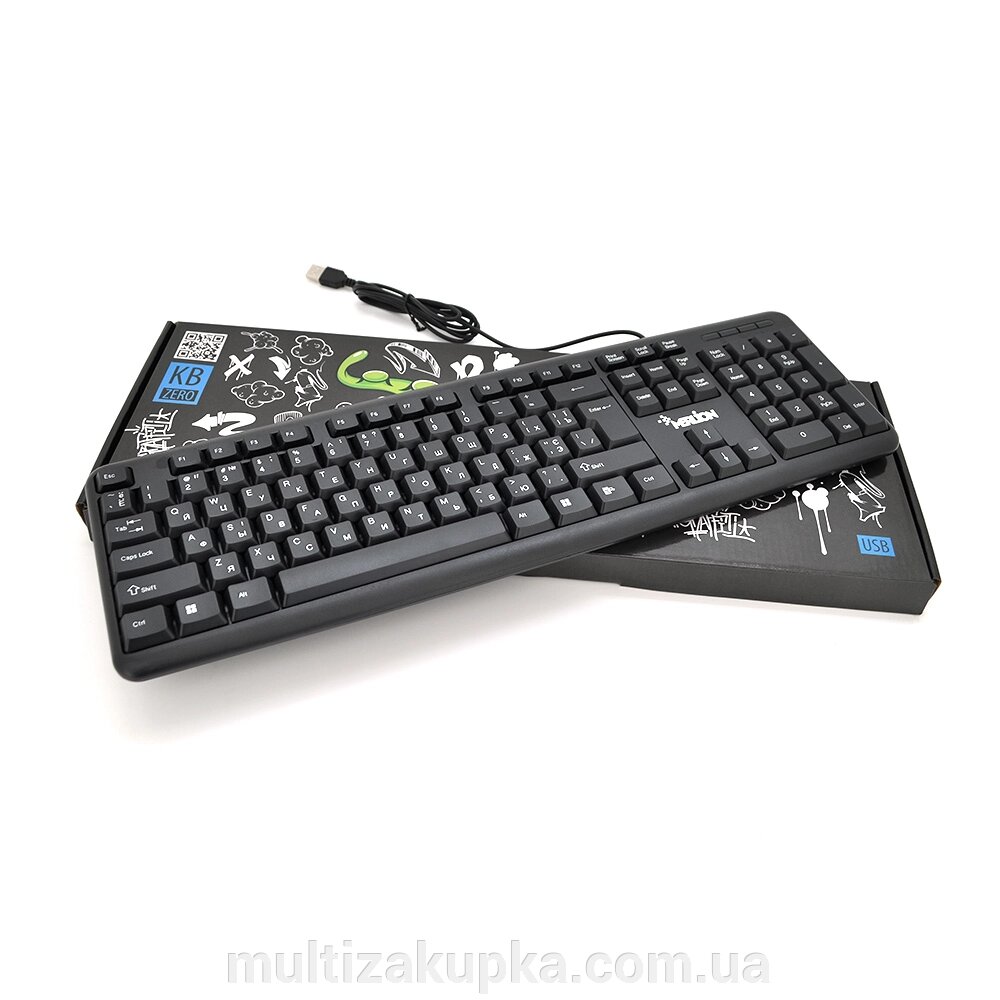 Клавіатура USB Merlion KB-Zero, довжина кабелю 135см, (Eng/Укр/Рус), (460х158х33 мм) Black, 104к, Q20 від компанії Mультізакупка - фото 1