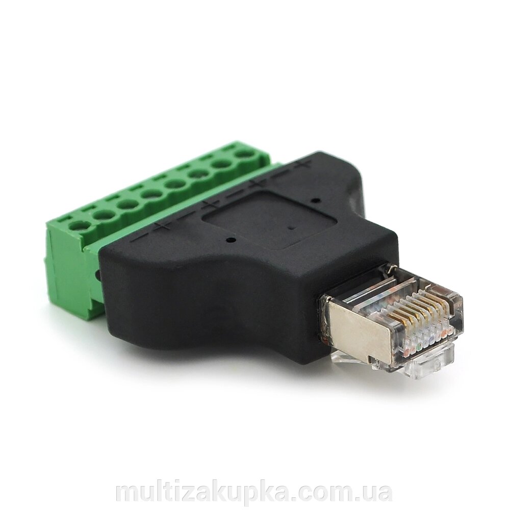 Клемна колодка 8-розрядна + RJ45 8P8С тато, екранована від компанії Mультізакупка - фото 1